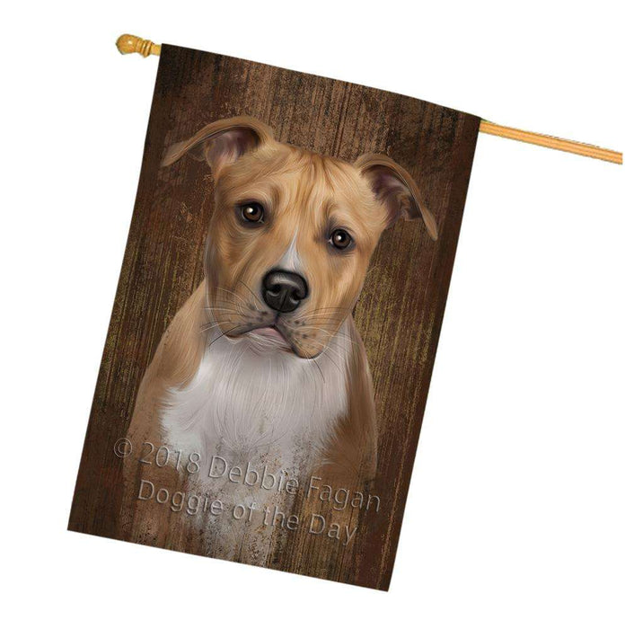 Rustic American Staffordshire Terrier Dog House Flag FLG50553