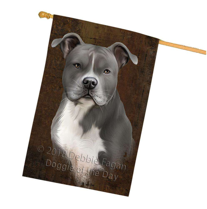 Rustic American Staffordshire Terrier Dog House Flag FLG54599