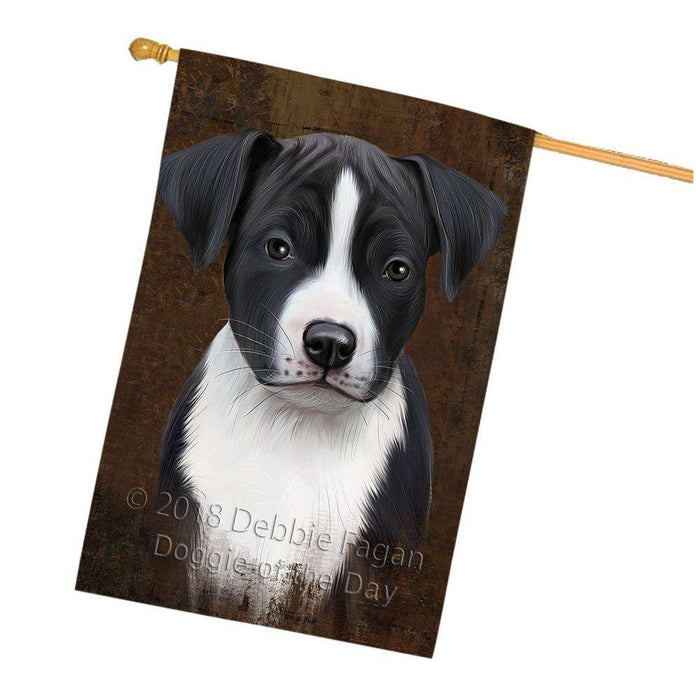 Rustic American Staffordshire Terrier Dog House Flag FLG54600