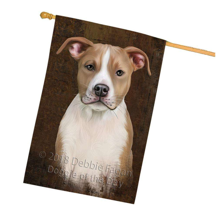 Rustic American Staffordshire Terrier Dog House Flag FLG54601