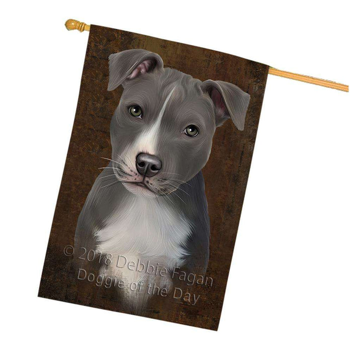 Rustic American Staffordshire Terrier Dog House Flag FLG54602