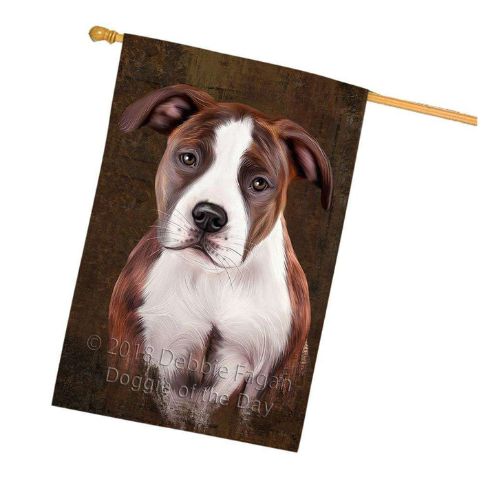 Rustic American Staffordshire Terrier Dog House Flag FLG54603