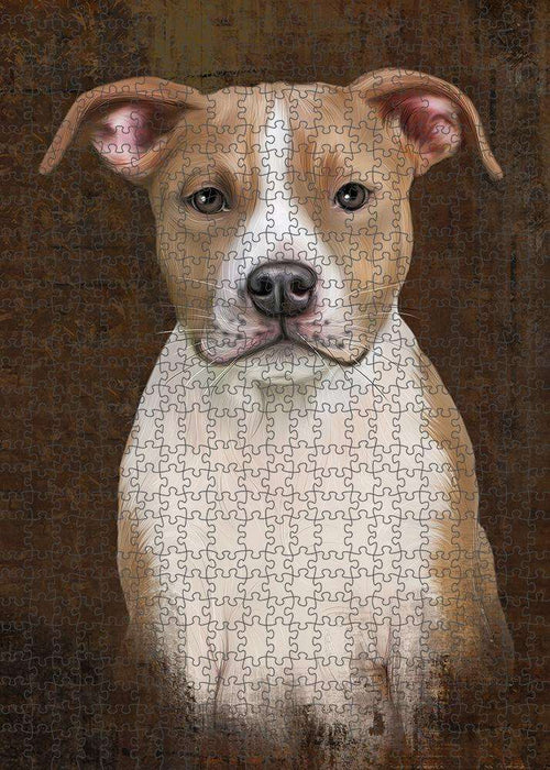 Rustic American Staffordshire Terrier Dog Puzzle with Photo Tin PUZL84768