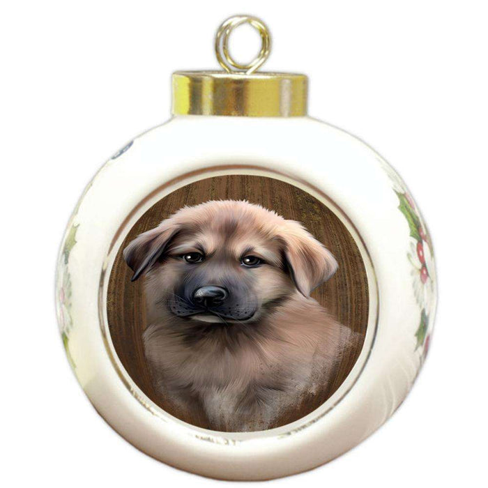 Rustic Anatolian Shepherd Dog Round Ball Christmas Ornament RBPOR50298