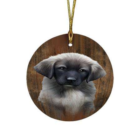 Rustic Anatolian Shepherd Dog Round Flat Christmas Ornament RFPOR50290