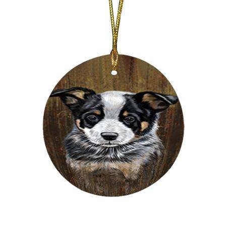 Rustic Australian Cattle Dog Round Flat Christmas Ornament RFPOR50295