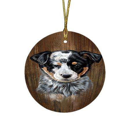 Rustic Australian Cattle Dog Round Flat Christmas Ornament RFPOR50296