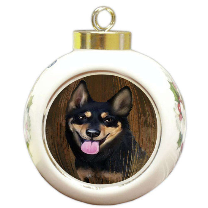 Rustic Australian Kelpie Dog Round Ball Christmas Ornament RBPOR50306
