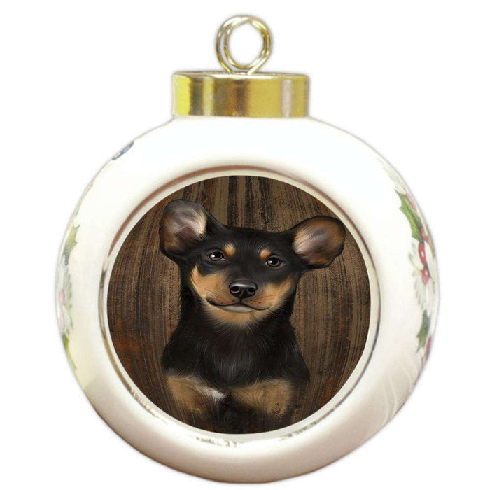 Rustic Australian Kelpie Dog Round Ball Christmas Ornament RBPOR50307