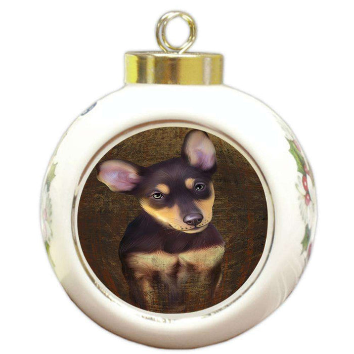 Rustic Australian Kelpie Dog Round Ball Christmas Ornament RBPOR50308
