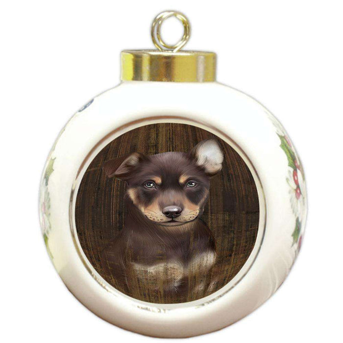 Rustic Australian Kelpie Dog Round Ball Christmas Ornament RBPOR50309