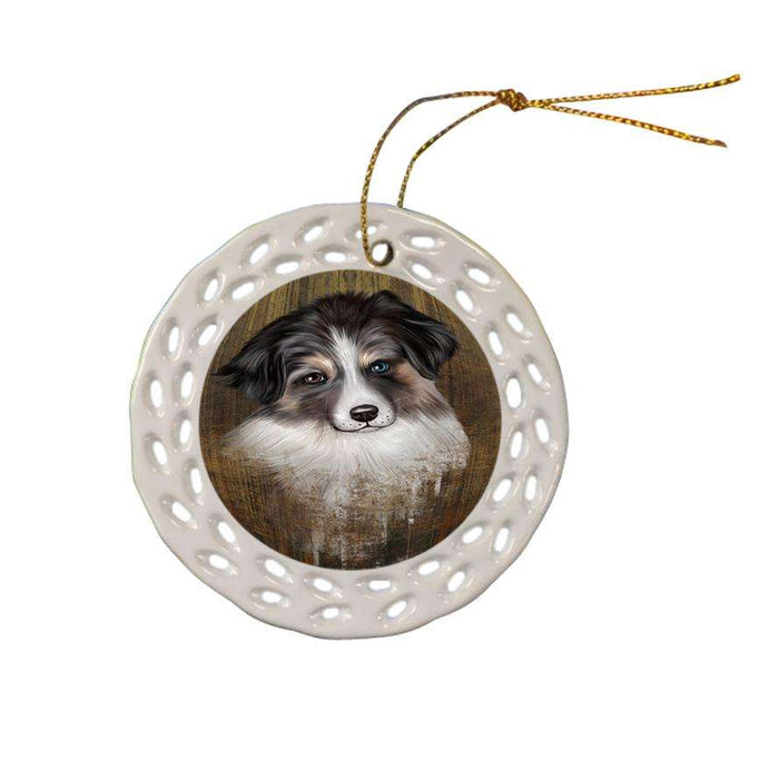 Rustic Australian Shepherd Dog Ceramic Doily Ornament DPOR50314