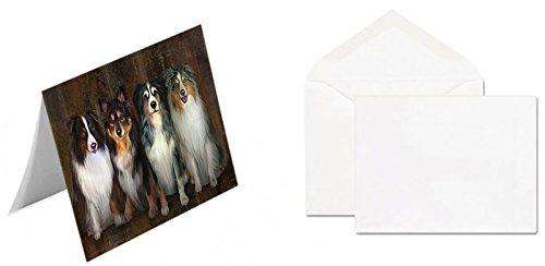 Rustic Australian Shepherd Dog Handmade Artwork Assorted Pets Greeting Cards and Note Cards with Envelopes for All Occasions and Holiday Seasons GCD49172