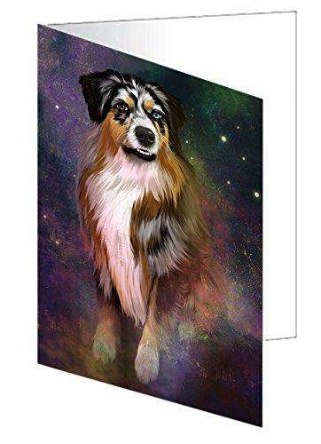 Rustic Australian Shepherd Dog Handmade Artwork Assorted Pets Greeting Cards and Note Cards with Envelopes for All Occasions and Holiday Seasons GCD49178