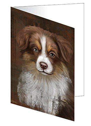 Rustic Australian Shepherd Dog Handmade Artwork Assorted Pets Greeting Cards and Note Cards with Envelopes for All Occasions and Holiday Seasons GCD49181