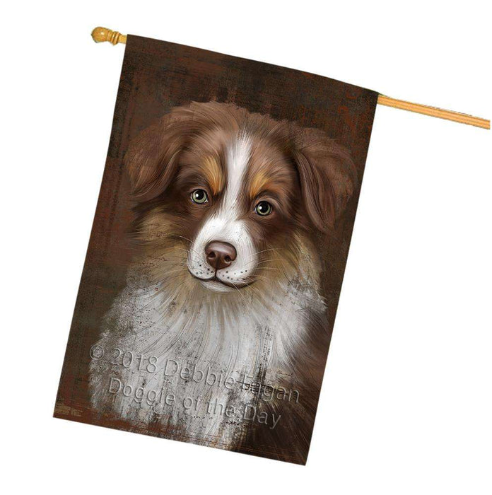 Rustic Australian Shepherd Dog House Flag FLG50334