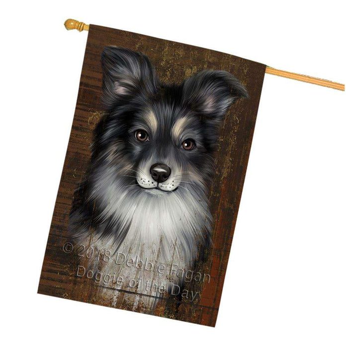 Rustic Australian Shepherd Dog House Flag FLG50336