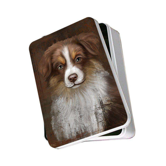 Rustic Australian Shepherd Dog Photo Storage Tin PITN48209