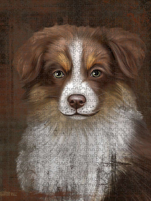 Rustic Australian Shepherd Dog Puzzle with Photo Tin PUZL48453