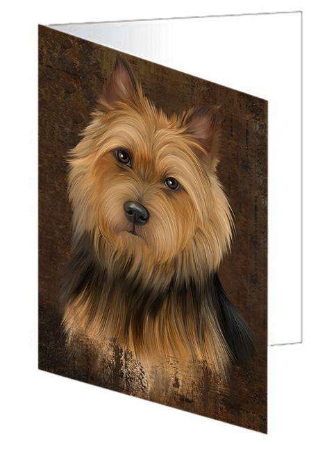 Rustic Australian Terrier Dog Handmade Artwork Assorted Pets Greeting Cards and Note Cards with Envelopes for All Occasions and Holiday Seasons GCD67247
