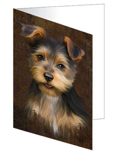 Rustic Australian Terrier Dog Handmade Artwork Assorted Pets Greeting Cards and Note Cards with Envelopes for All Occasions and Holiday Seasons GCD67253