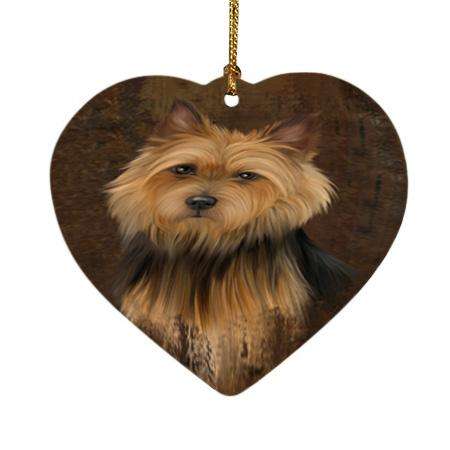 Rustic Australian Terrier Dog Heart Christmas Ornament HPOR54406