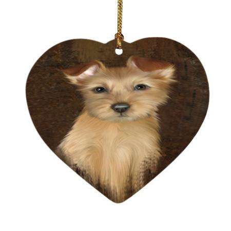 Rustic Australian Terrier Dog Heart Christmas Ornament HPOR54407
