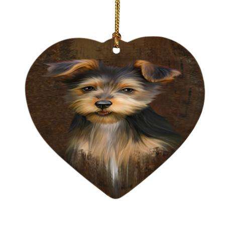 Rustic Australian Terrier Dog Heart Christmas Ornament HPOR54408