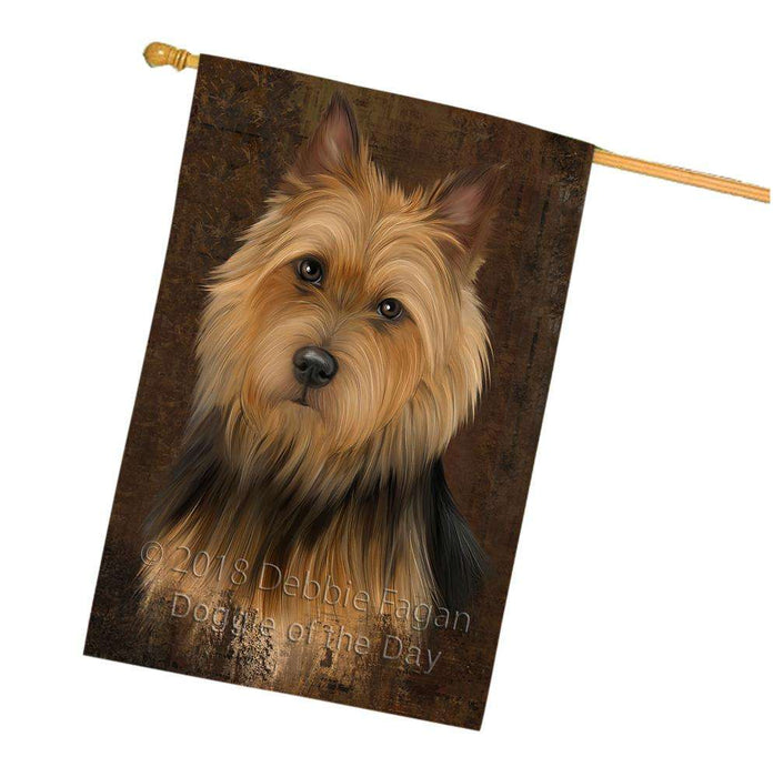 Rustic Australian Terrier Dog House Flag FLG54604