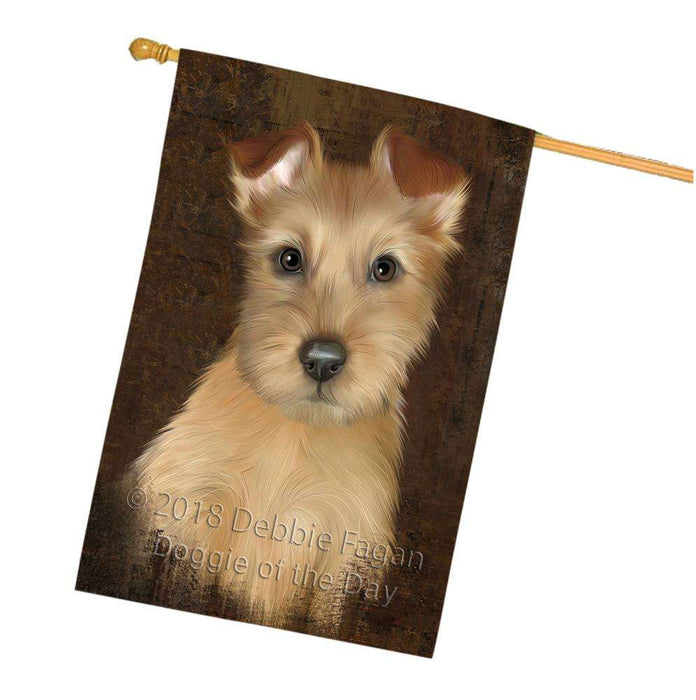 Rustic Australian Terrier Dog House Flag FLG54605