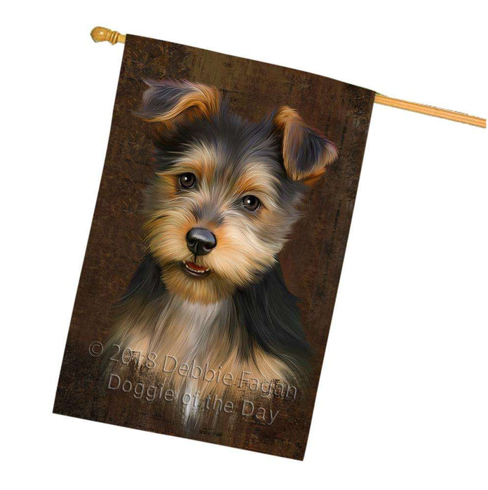 Rustic Australian Terrier Dog House Flag FLG54606