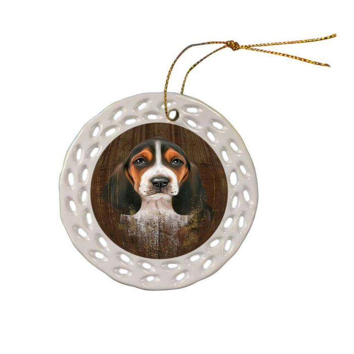 Rustic Basset Hound Dog Ceramic Doily Ornament DPOR50316
