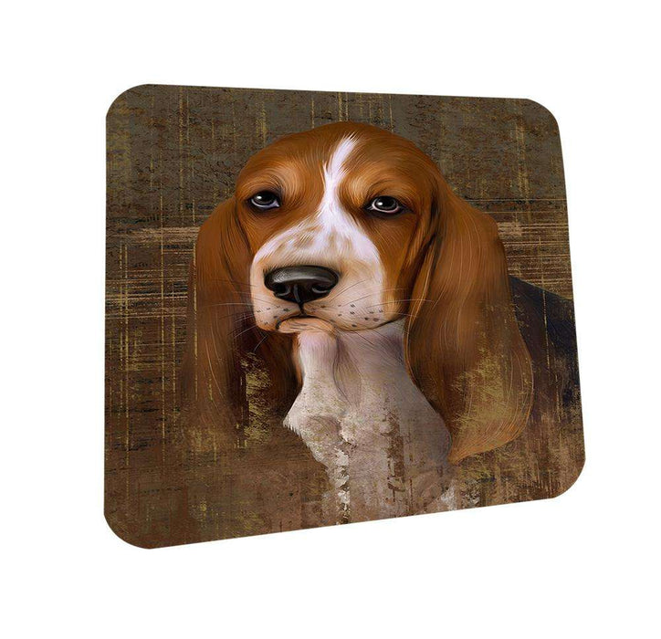 Rustic Basset Hound Dog Coasters Set of 4 CST50276