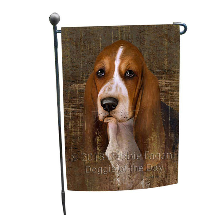 Rustic Basset Hound Dog Garden Flag GFLG50204