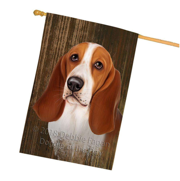 Rustic Basset Hound Dog House Flag FLG50338