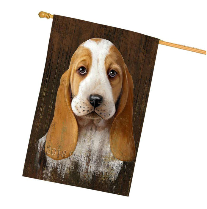 Rustic Basset Hound Dog House Flag FLG50342