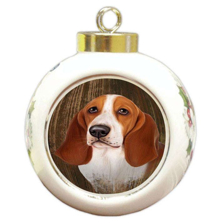Rustic Basset Hound Dog Round Ball Christmas Ornament RBPOR50315