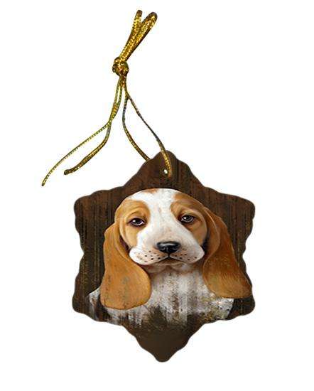 Rustic Basset Hound Dog Star Porcelain Ornament SPOR50311