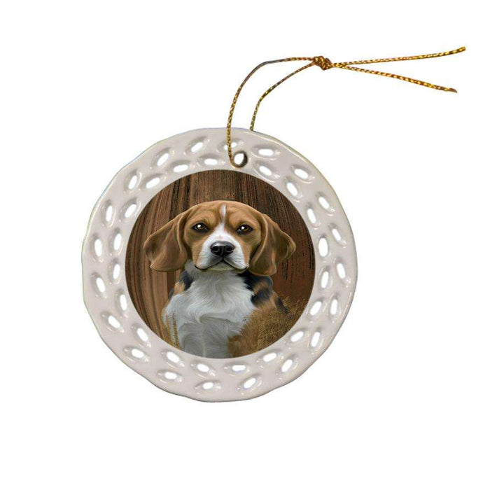 Rustic Beagle Dog Ceramic Doily Ornament DPOR50320