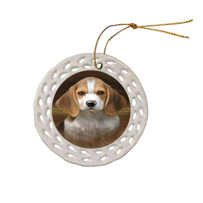 Rustic Beagle Dog Ceramic Doily Ornament DPOR50321