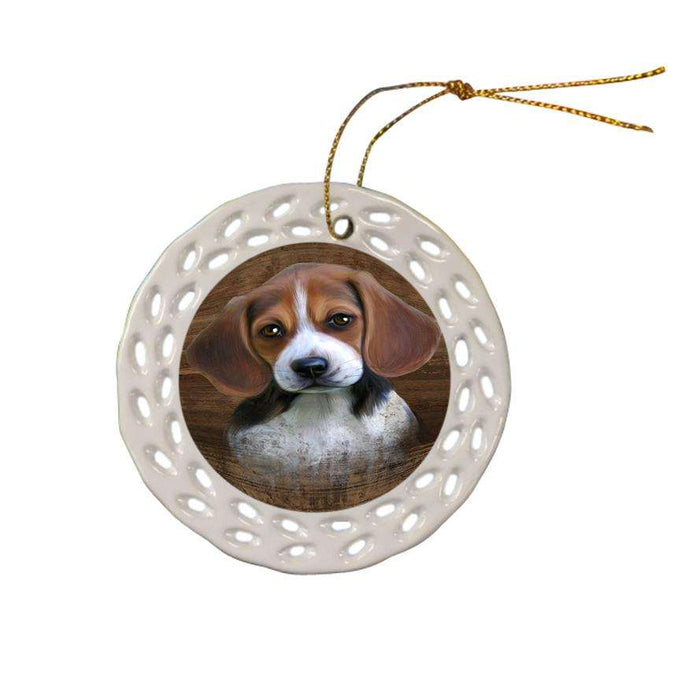 Rustic Beagle Dog Ceramic Doily Ornament DPOR50323