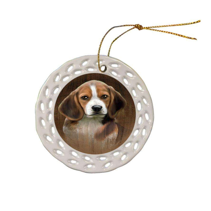 Rustic Beagle Dog Ceramic Doily Ornament DPOR50324
