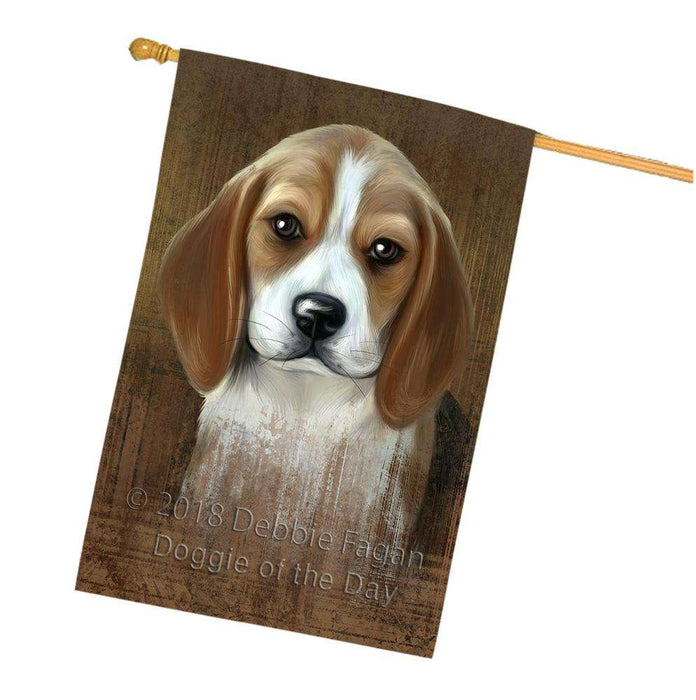Rustic Beagle Dog House Flag FLG50345