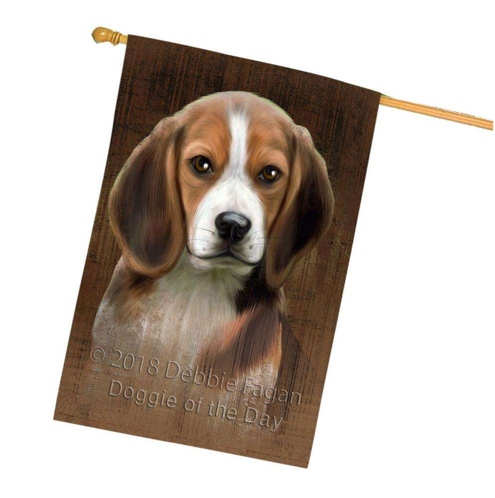 Rustic Beagle Dog House Flag FLG50347
