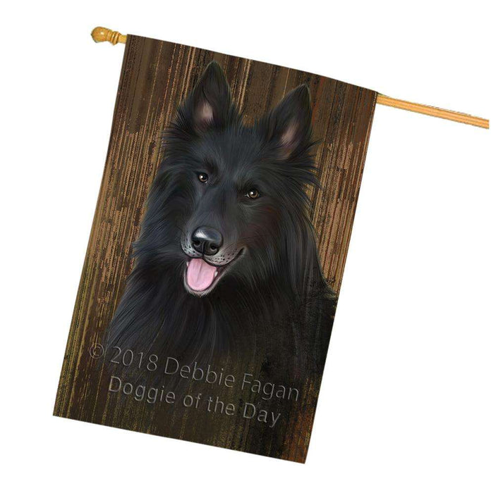 Rustic Belgian Shepherd Dog House Flag FLG50348