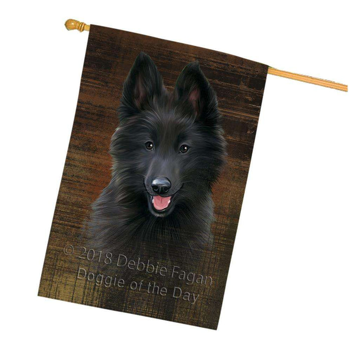 Rustic Belgian Shepherd Dog House Flag FLG50349