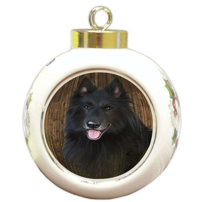 Rustic Belgian Shepherd Dog Round Ball Christmas Ornament RBPOR50325
