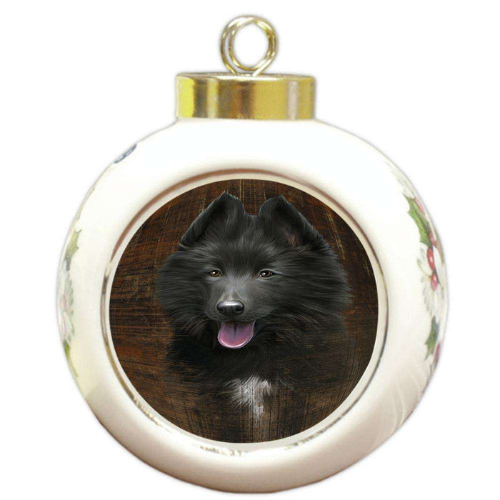 Rustic Belgian Shepherd Dog Round Ball Christmas Ornament RBPOR50327
