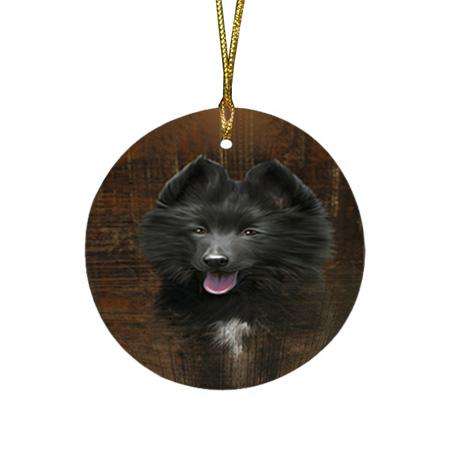 Rustic Belgian Shepherd Dog Round Flat Christmas Ornament RFPOR50318