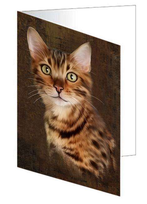 Rustic Bengal Cat Handmade Artwork Assorted Pets Greeting Cards and Note Cards with Envelopes for All Occasions and Holiday Seasons GCD67256